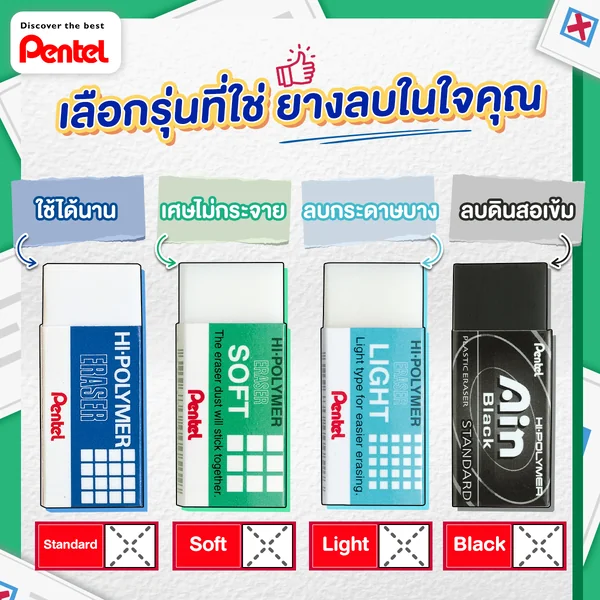 Pentel ยางลบ ยางลบดินสอ Hi-Polymer (1ก้อน) image 3 Pentel ยางลบ ยางลบดินสอ Hi-Polymer (1ก้อน) image 3