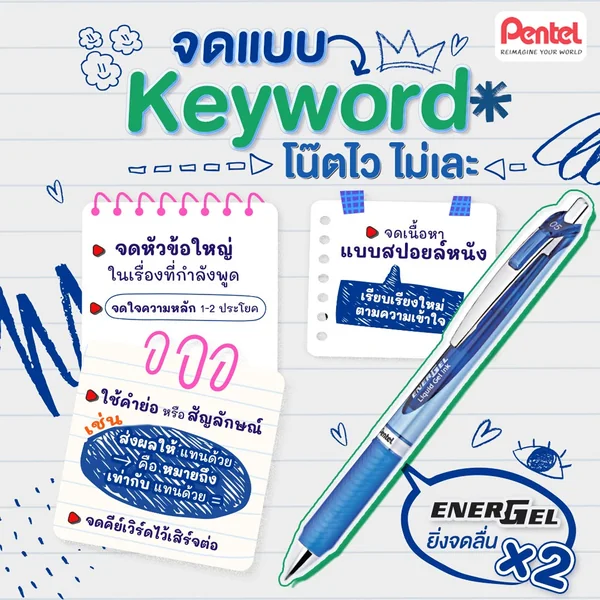 Pentel ปากกา ปากกาเจล หมึกน้ำเงิน ขนาด 0.5มม. รุ่น BLN75-C image 2