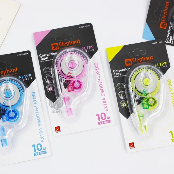 เทปลบคำผิด ขนาด 5mm.x10m. ตราช้าง รุ่น FLIPP image 4 เทปลบคำผิด ขนาด 5mm.x10m. ตราช้าง รุ่น FLIPP image 4